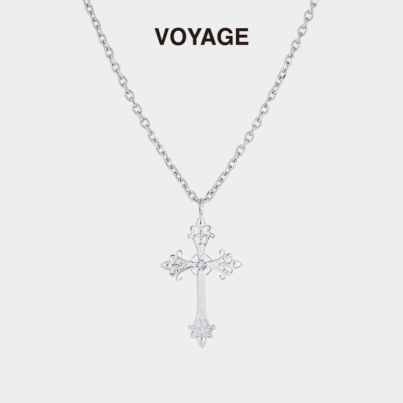 Silver Large Cross Pendant Necklace - Y2K Retro Style, Sweet & Cool Accessory