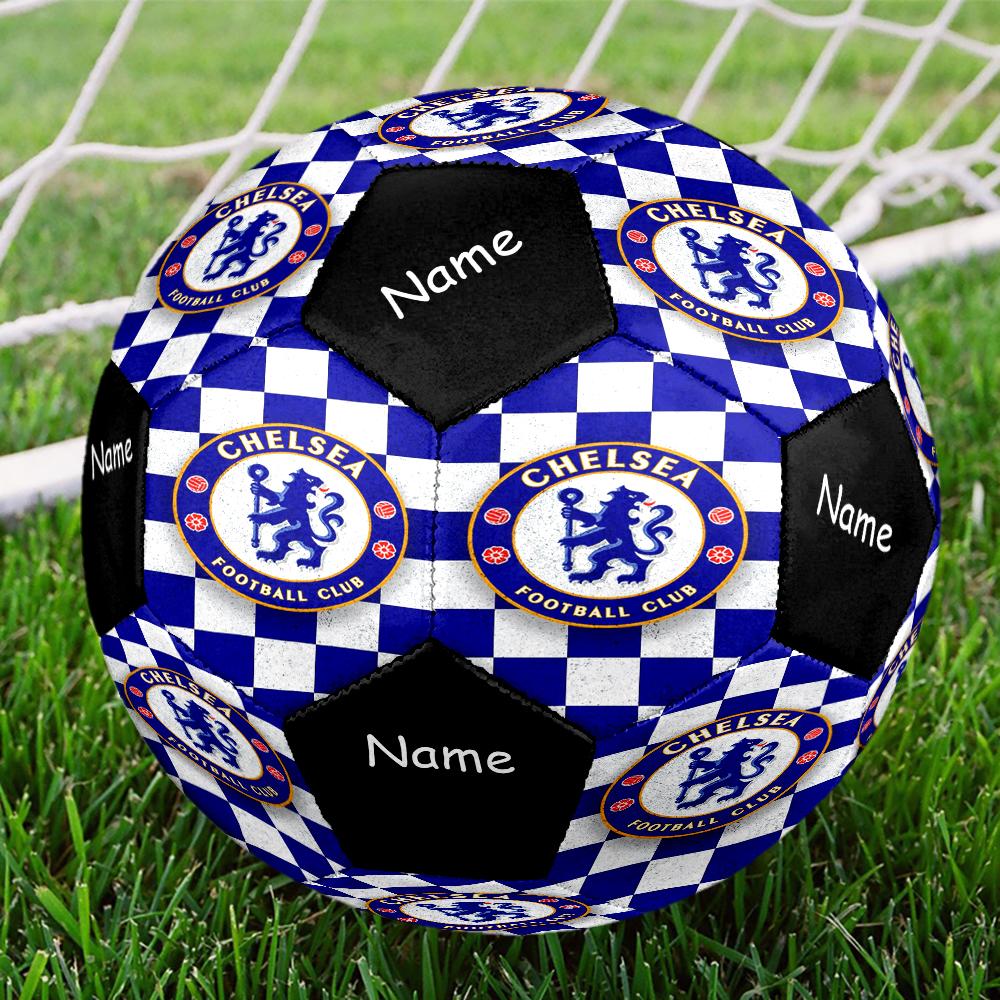 Individuell beschriftbarer Fußball im Chelsea FC Design, Größe 5, Geeignet für Indoor- und Outdoor-Spiele, ein Geschenk für jeden geeignet.