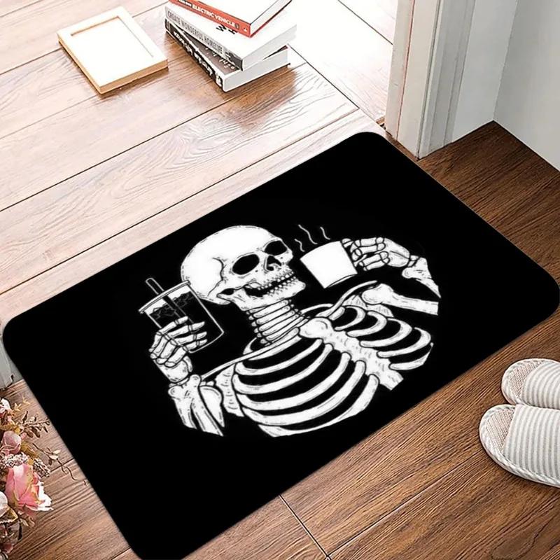 Creative Skeleton Printing Non Slip Small Rug Waterproof Easy Clean Floor Mat for Indoor Outdoor Use Durable Home Decor Novelty