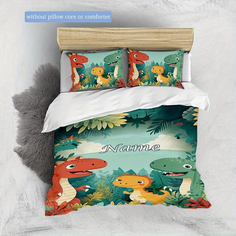 Jungledinosaur Customize Your Name Duvet Cover Soft Bedding Set For Bedroom Guest Room And Dorm Decoration Threepiece Set Includes 1 Duvet Cover 2
