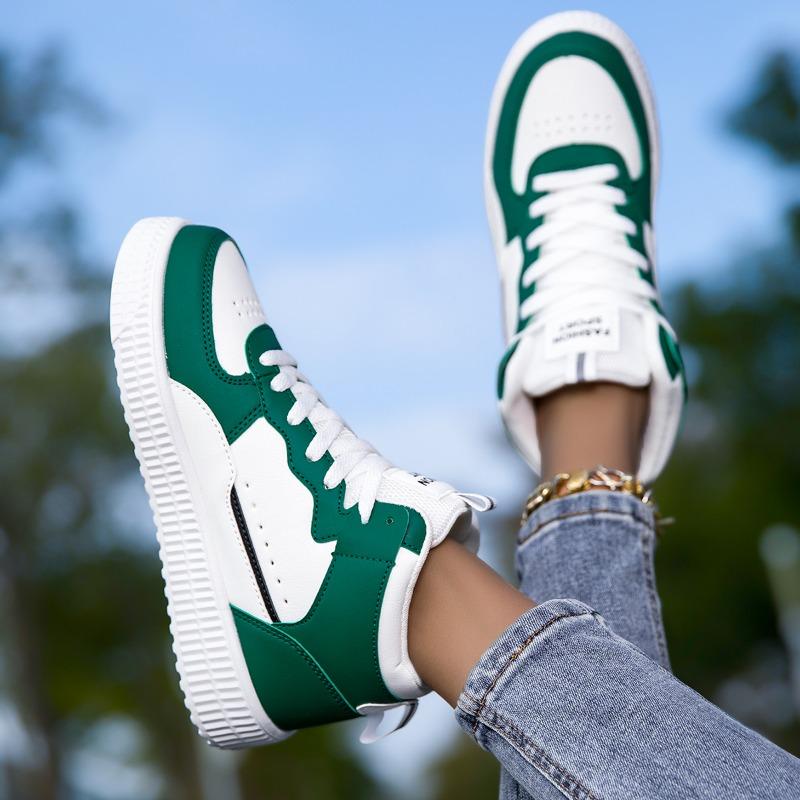 Blue High Top Sneakers Unisex Non Slip Platform Men's Skate Shoes Spring Autumn Casual Leather Skateboard Shoes For Women