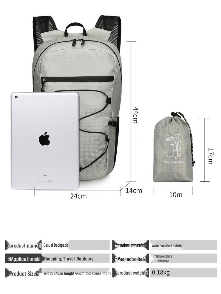 Lightweight Waterproof Folding Backpack for Outdoor Activities - Double Shoulder, Large Capacity