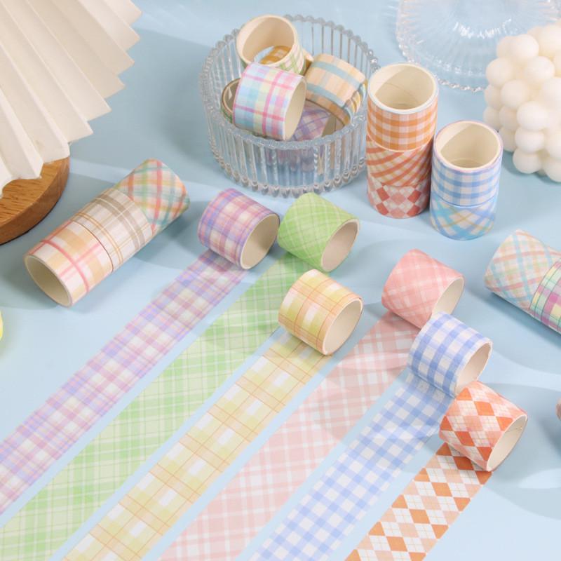 30/60Rolls Grid Washi Tapes Set Cube Tartan Check Paper Adhesive Masking Tape Decoration Stickers