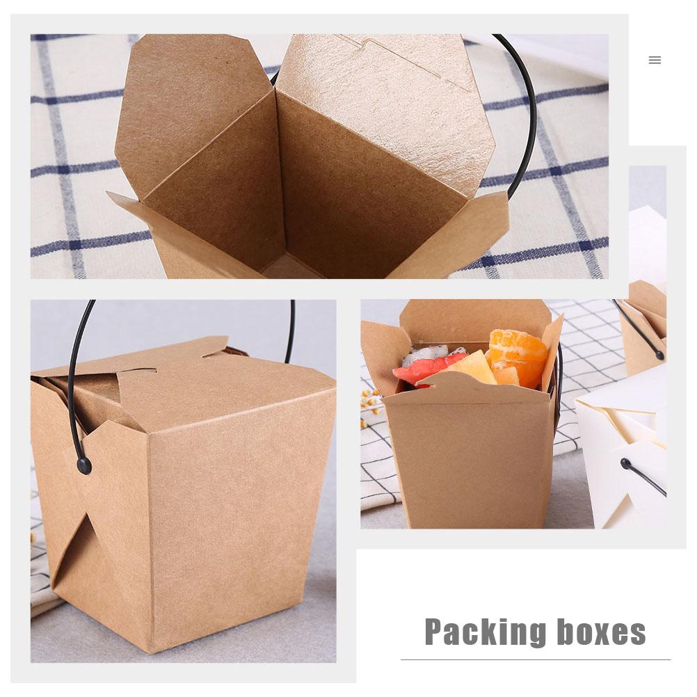 20 Pcs Portable Take out Snack Boxes High Grade Paper Food Containers for Chinese Take Out Baked Fried Snacks Safe for Popcorn