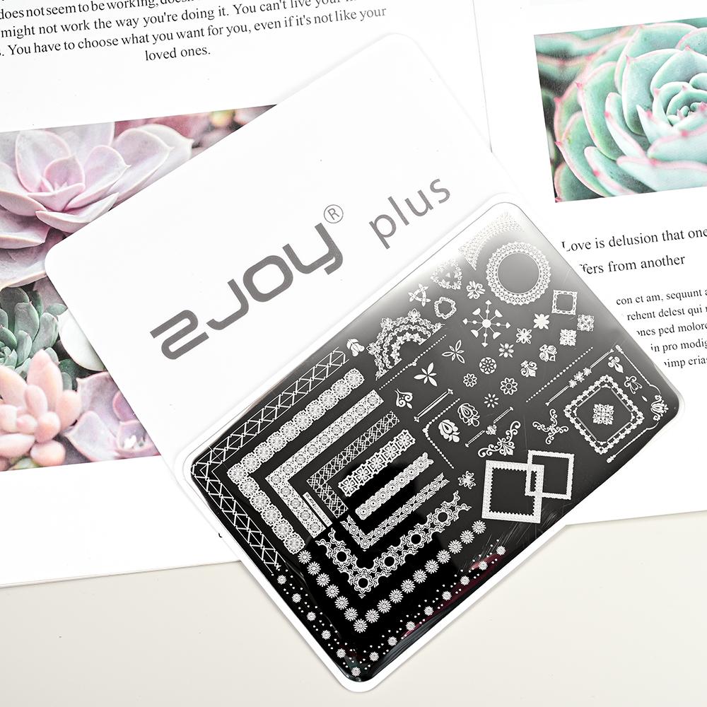 Destičky na ražení nehtů Zimní linky svetru s pruhovaným vzorem Šablony na nehty DIY geometrický kostkovaný design nehtová deska Obrázek Decoratio