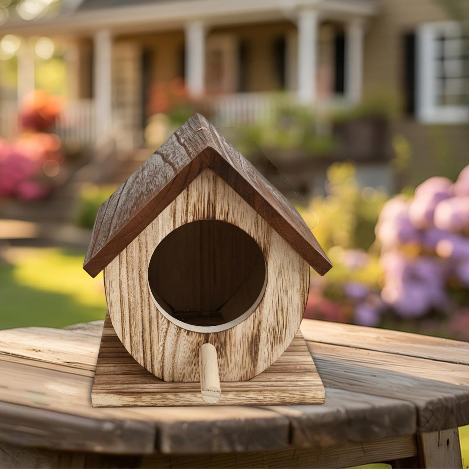 

House Bird Ventilation Easy to Clean Nest, Shelter for Finches Hummingbirds Outside Patio Window коричневый