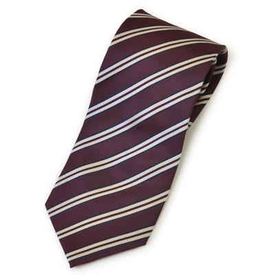 [Tuxedo Station] Silk Necktie, BurgundyWine Red Stripe, Men's, for Job Interviews, Weddings, Entrance Ceremonies, Graduation Ceremonies,