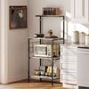 Kitchen shelf, microwave support, with a grid panel, 8 hooks, 60 x 42 x 134.5 cm, oak