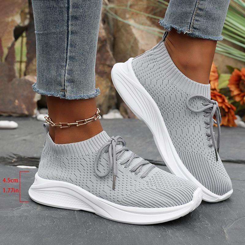 Fashion Lightweight Non Slip Sports Shoes for Women 2025 New Breathable Knit Mesh Casual Sneakers Woman Thick Sole Outdoor Sports Shoes