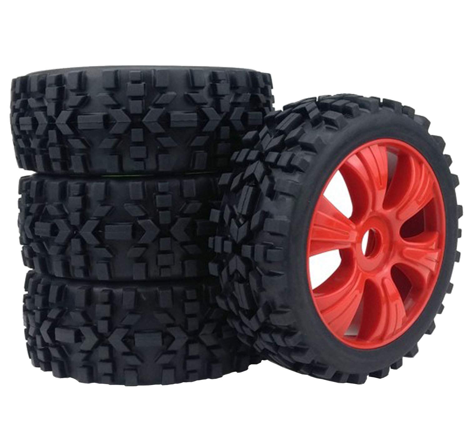 

Hobbypower RC Buggy Truck 118mm Sand Digging Tire 17mm Adapter Hub Wheel Rim Tire 1/8 Off-Road (Red) червоний