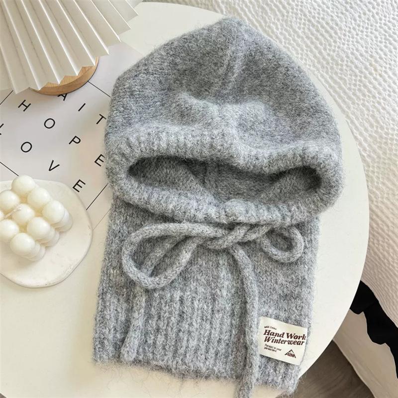New Wool Blended Scarf Hat for Women October Siege All In One Winter Versatile Wool Knitted Student Scarf for Men