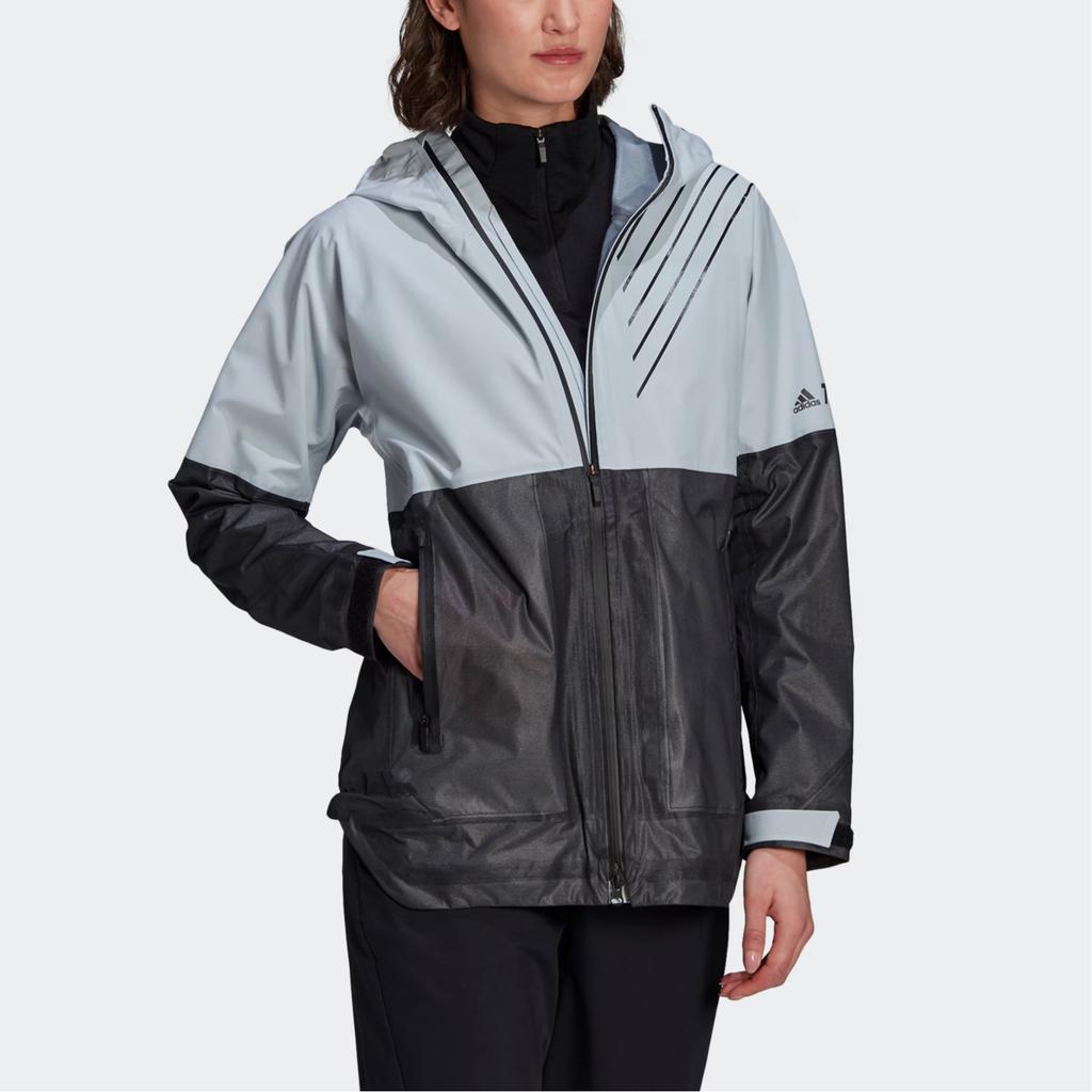 Adidas Waterproof, Windproof, Breathable, And Rainproof Windbreaker Jacket Women's Light Blue/Black GI7289