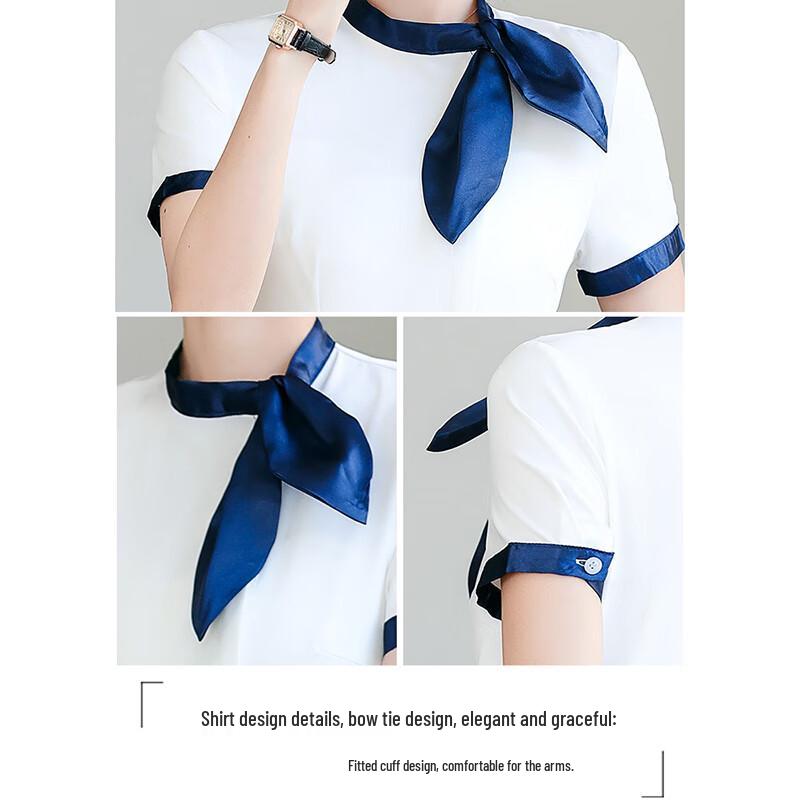 Toluoman Women's Short Sleeve Professional Service Blouse