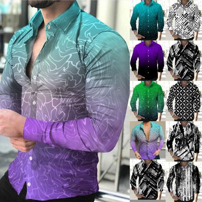 Men's Printed Long Sleeve Shirts Casual Loose Printed Long Sleeve Shirts