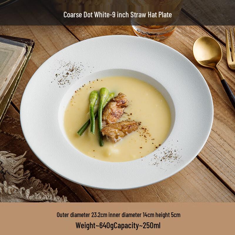 Xiangchong 8.5-inch Underglaze White Ceramic Dinner Plate