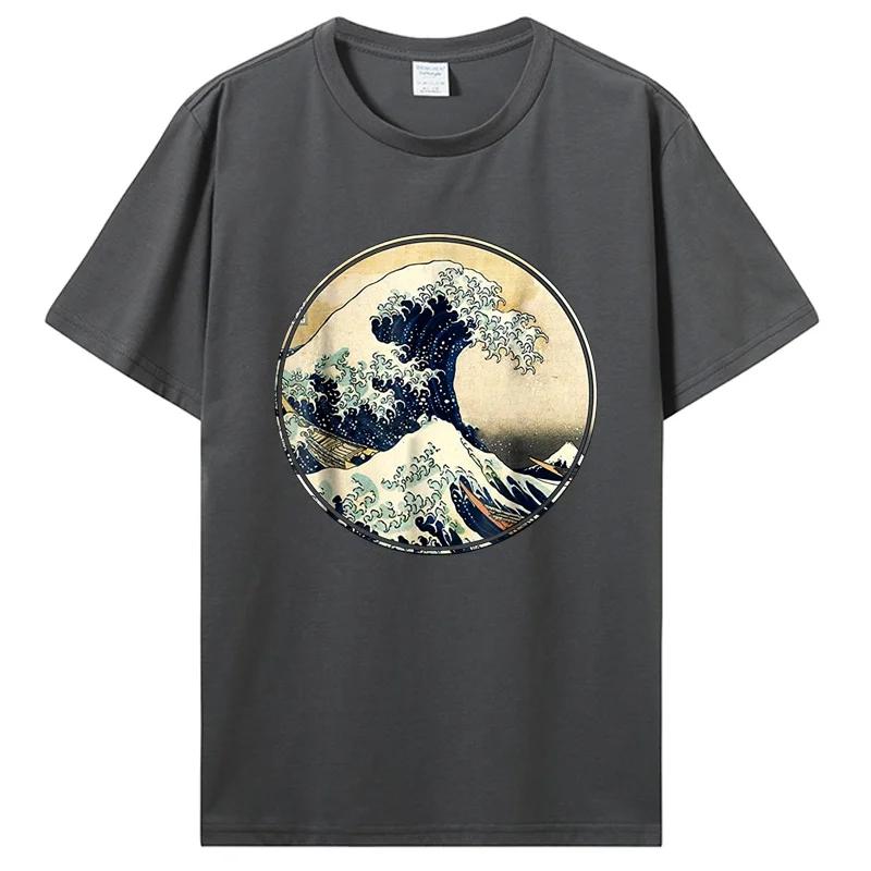 

Японская футболка Kanagawa Great Wave для мужчин и женщин, футболки для мужчин, футболка Cottno для улицы XXL бежевый