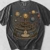 Vintage Orrery Solar System Shirt: Cosmic Brass Graphic Tee