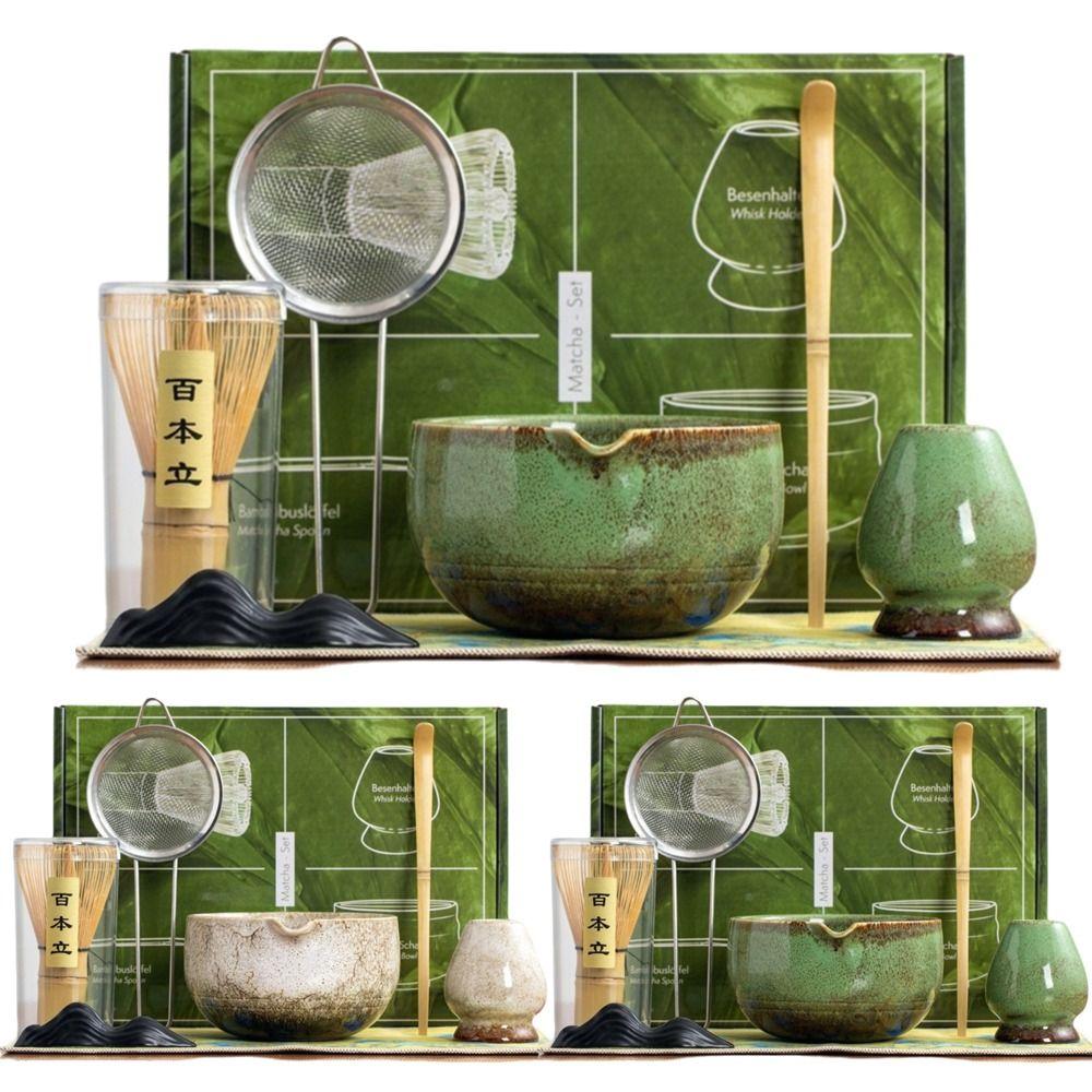 Juego de Té Matcha de Cerámica de Bambú de 7 Piezas Reutilizable Chasen Japonés Batidor de Matcha Japonés Herramientas para Hacer Té