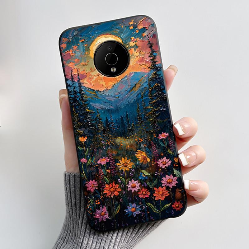 For Nokia C200 C100 Case Cute Love Rabbit Funny Cartoon Black Soft Silicone Protective Cover For NokiaC200 NokiaC100 Phone Case