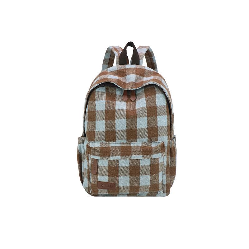 Schoolbag retro plaid backpack college student casual backpack women's plaid backpack student schoolbag large capacity backpack