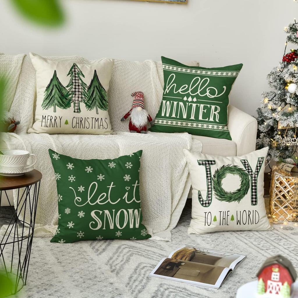 New Christmas Tree Printed Pillowcase Home Cushion Cover Christmas Decoration Sofa Pillowcase
