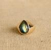 Labradorite Pear Shaped Signet Ring, 925 Solid Sterling Silver, Pure Copper Ring, Promise Ring, Gift for Her