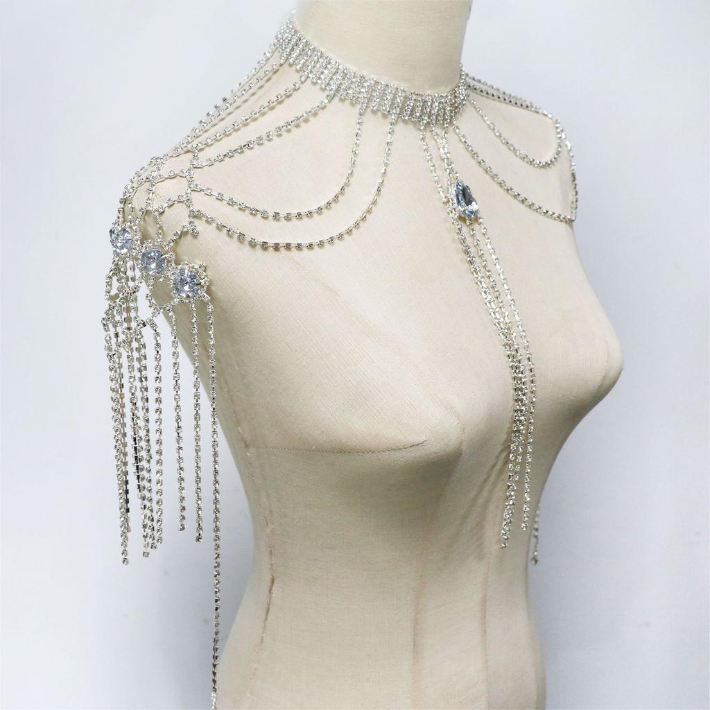 Rhinestone Shoulder Chain, Fashion Water Drop Pendant Rhinestone Shoulder Chain, Dinner Party Shoulder Chain Body Jewelry
