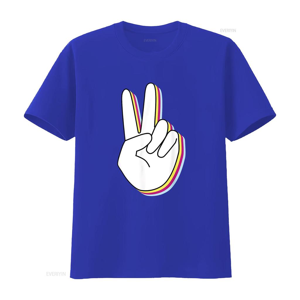 Peace Hand Sign For And Women S T Shirt Top with Unique Stylish Print Vintage Washed Homme Top For Everyday Wear Comfortable