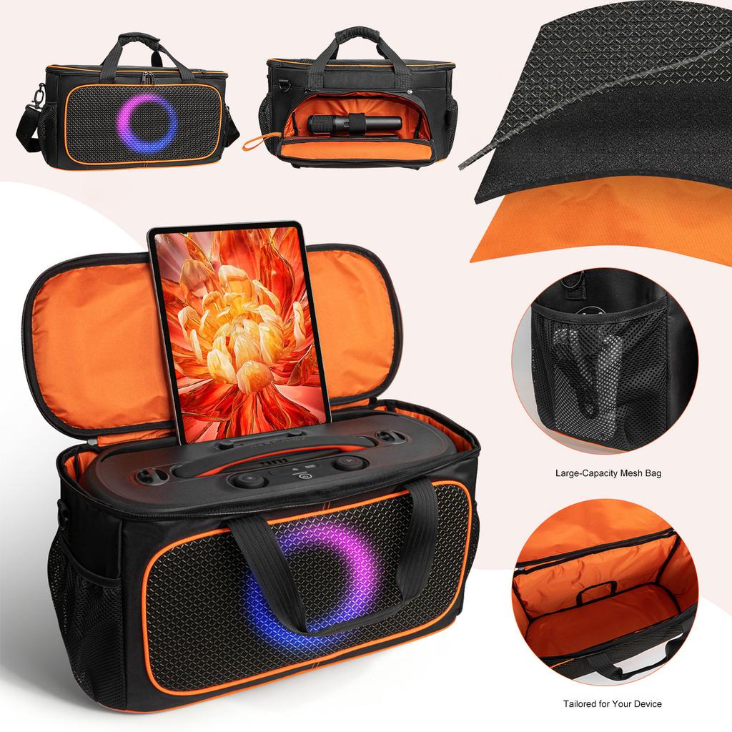 Portable Speaker Carry Tote Bag Shockproof Protective Bag with Shoulder Strap for JBL PartyBox On The Go 2 BT Speaker