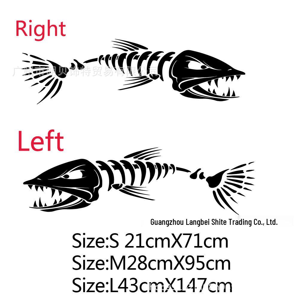 Cross-Border Yacht Hull Horror Fishbone Sticker - Car & Door Decor Double Pack