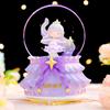 Iridescent Castle Snowfall Crystal Ball Music Box for Kids - Dreamy Fairy Tale Carriage.