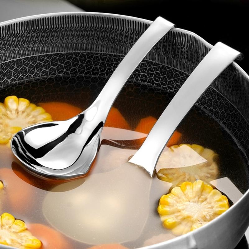 Stainless Steel Large Soup Spoon Tablespoon with Ergonomic Handle for Cooking and Serving Practical Kitchen Cookware