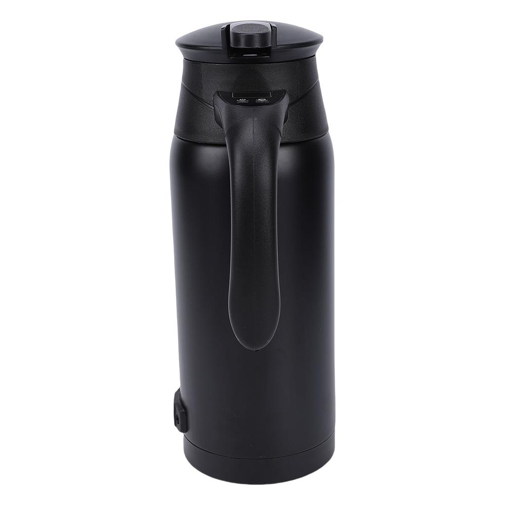 Car Electric Kettle 800ml 304 Stainless Steel Dual Layer Digital Display Portable Hot Water Boiler for Car Travel Black