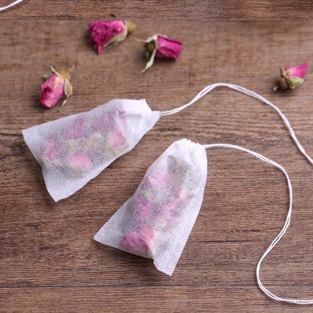 100PCS Disposable Tea Bags Non-woven Fabrics Tea Infuser Drawstring Heal Seal Filter Paper Herb Loose Strainer