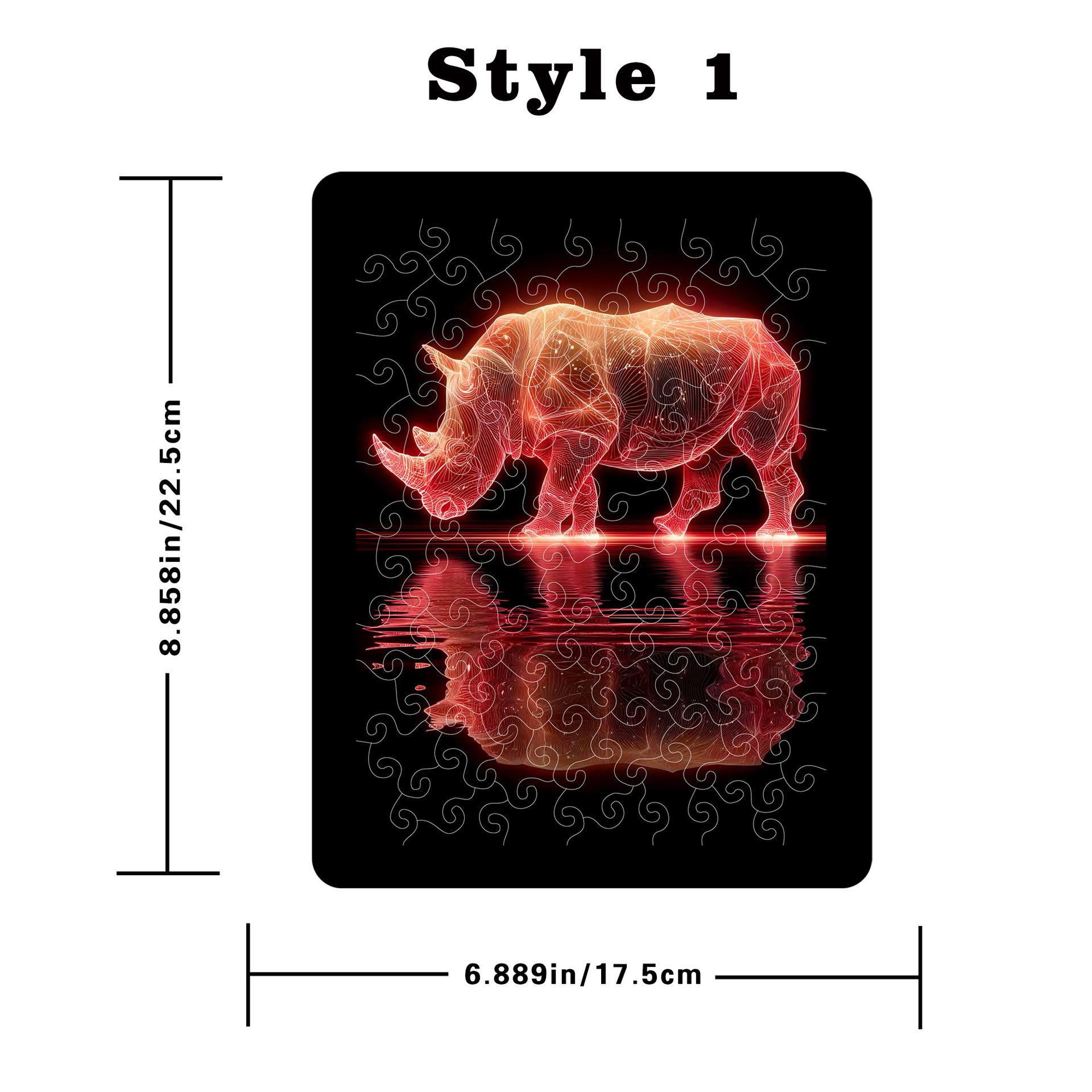 Wacocetoy Cross-Border Dazzling Red Rhino Acrylic Puzzle Decorative Painting Ornament Original Light Transmission Diy Handmade Puzzle