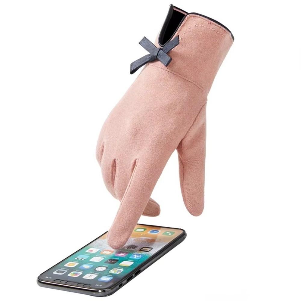 Thickened Plush Winter Driving Gloves Touch Screen Compatible Women Fleece Gloves Outdoor Wear