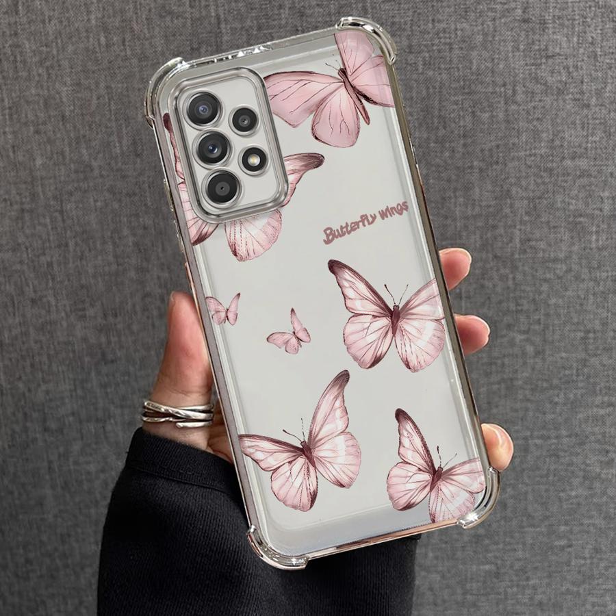 Red Blue Butterfly Phone Case for Samsung Galaxy A52 A17 A13 A35 A36 A26 A21s A33 A24 A25 A16 A15 Soft Cover