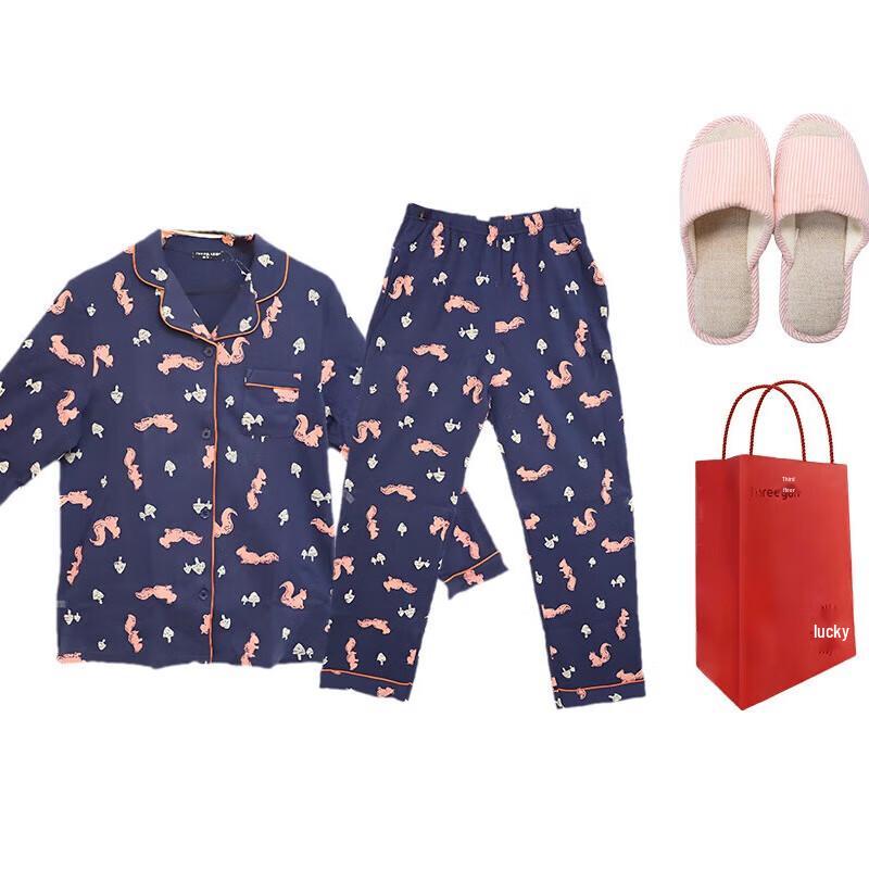 

Женский хлопковый пижамный комплект с лацканами Threegun 2XL