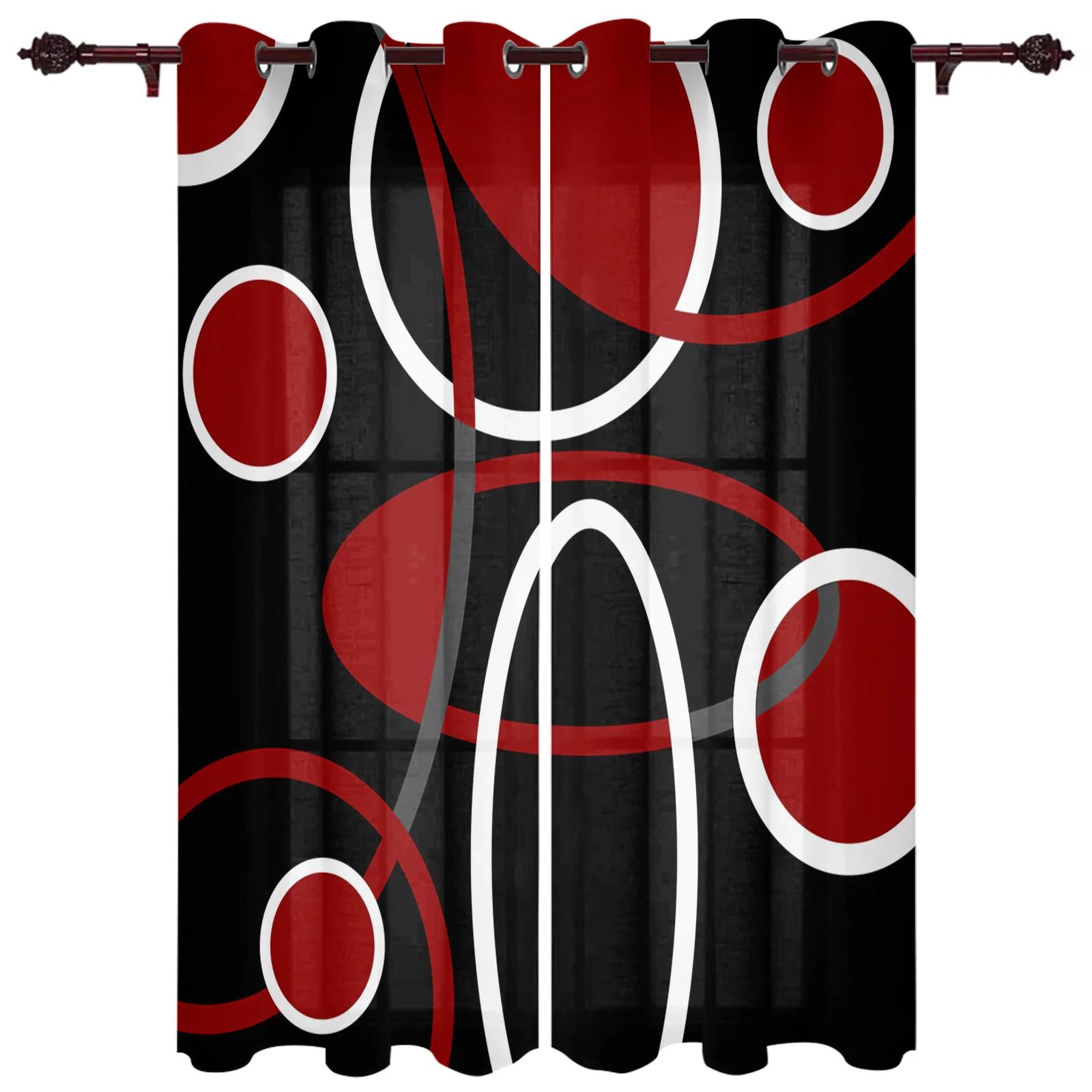

2 шт. Красные черные геометрические абстрактные линии современные оконные шторы для гостиной спальни занавески для кухни жалюзи шторы 100W130H(CM)40x51in&Grommet Top