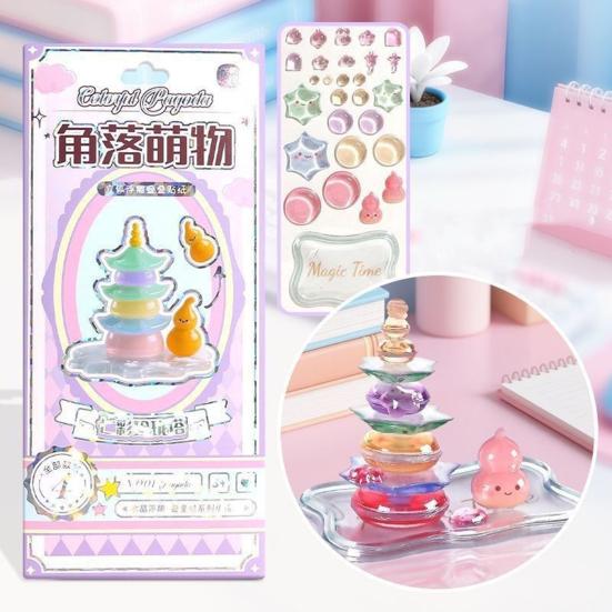 3D-Sticker Einfache DIY-Montage Kristall-Miniatur-Szenen Aufgestapelte Puffy-PVC-Dekorationssticker für Kinder Erwachsene