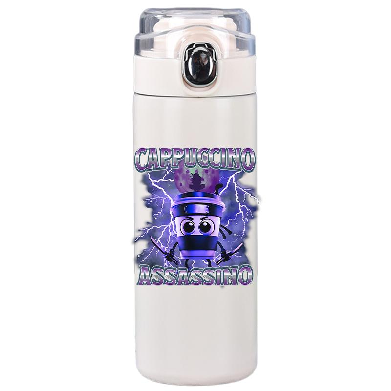 

400Ml Thermos Bottle Cute Cartoon Tung Tung Tung Printed Stainless Steel Vacuum Insulated Water Bottle Travel Cup Coffee Mug Gift