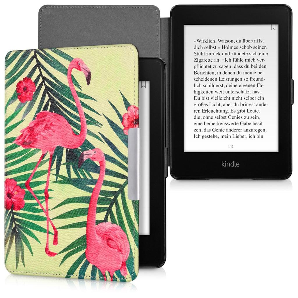Kwmobile Etui na Amazon Kindle Paperwhite z funkcją automatycznego usypiania i PU Jasnozielone - E-czytnik Usypianie, Skóra, Różowy/Zielony/Jasny