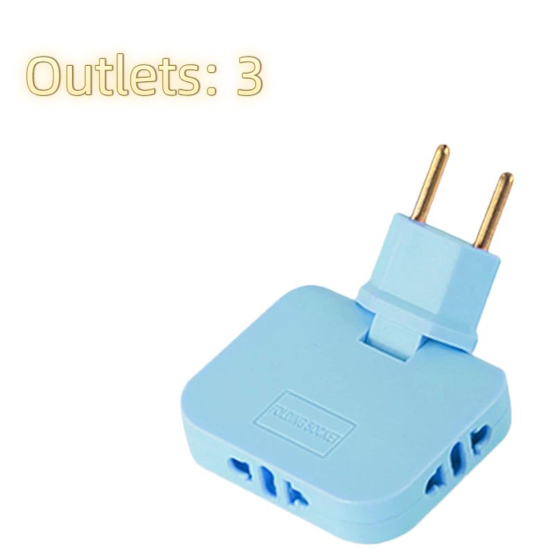 

180° Swivel European Standard Plug Adapter – Rotating Extension Socket, Cordless & Portable Outlets*3 синий