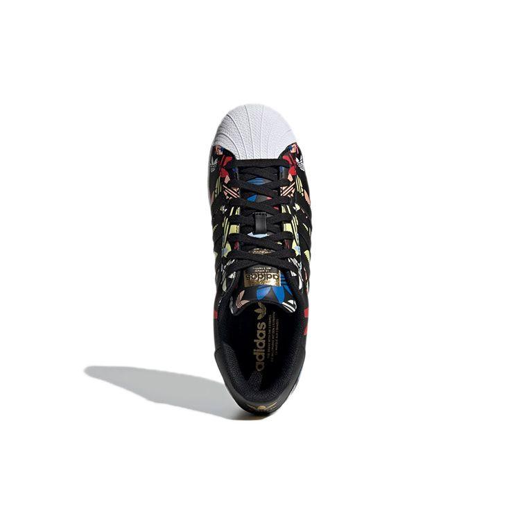 Adidas Originals Superstar Synthetic Leather Low-Top Sneakers Unisex Sneakers Black Multicolor H00182