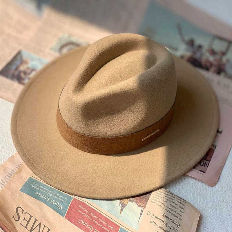 Autumn and Winter Woolen Hat French New Versatile Fashion Elegant Top Hat Showing the Face Small Flat Edge Hat British Jazz Hat