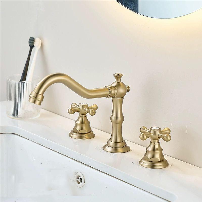 Gold Solid Brass Bathroom Basin Faucet