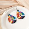 Fashion Dream Painted Earrings Cute Mushroom Rainbow Tree of Life Wood Textured Earrings Versatile Ladies