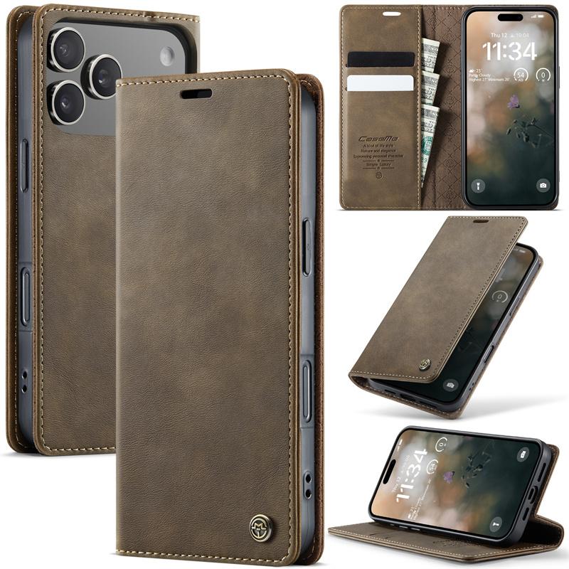CaseMe Flip Leather Purse Holder Phone Case For iPhone 17 Pro Max Air 16E 16 15 Plus 14 13 12 11 X XS XR SE 2022 8 7 Shockproof Wallet Card Slot Cover