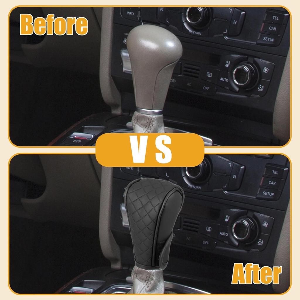 1 Pc Universal Car Shift Knob Cover - Automatic Car Knob Gear Sticky Protector Decorative - Faux Leather Black