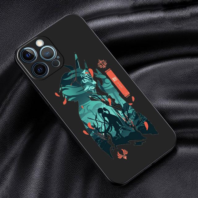 

Чехол для Apple iPhone 14 13 11 12 Pro 7 XR X XS Max 8 Plus 6 6S SE 2022 13Pro, черный мягкий телефон, чехол аниме Genshin Impact Cute iPhone 11 Pro Max